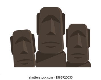 moais stone heads island pascua vector illustration design