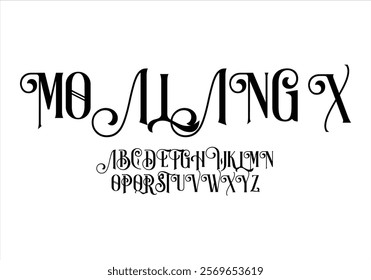 Moalang X font for logo and headline. Isolated vector typeset