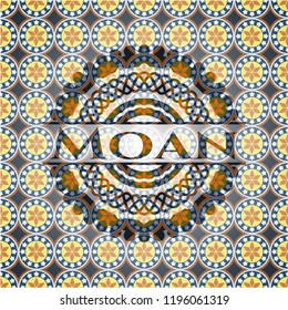 Moan arabic emblem background. Arabesque decoration.