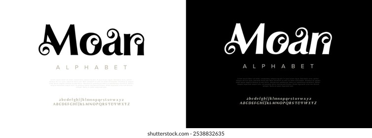 Moan typography beauty fashion elegant minimalist serif italic fonts decorative wedding vintage retro logos. Minimal luxury font alphabet logo. Vector illustration