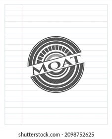 Moat Emblem Draw With Pencil Effect. Vector Illustration. Detailed. 