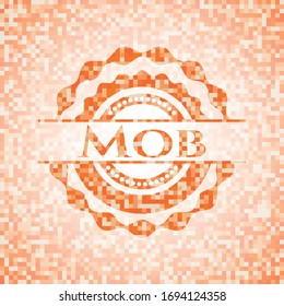 Emblema abstracto de turba, fondo de mosaico naranja