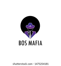 Mob Boss Symbol With Abstract Human Head In A Hat. Design Elements For Labels, Logos, Badges. Antique Vector Illustration.