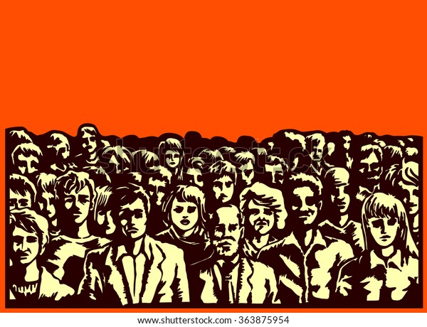 mob, crowd, large group of people gathering\
together vector\
illustration