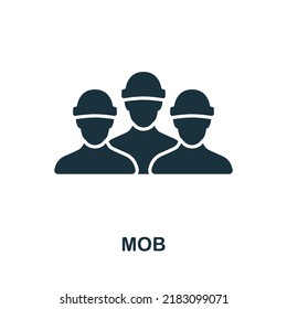 Mob Icon. Monochrome Simple Line Protest Icon For Templates, Web Design And Infographics