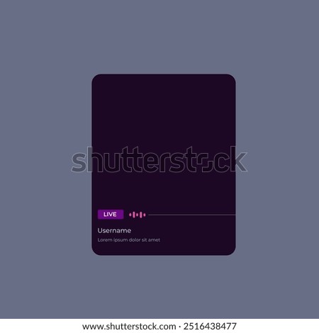 Mobiile phone live stream template. Twitch, tiktok live stream interface