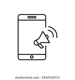 Ilustración plana del icono simple del liner de la publicidad móvil..eps