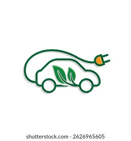 mobil dengan energi ramah lingkungan, daun denagn mobil listrik. gaya desain campuran