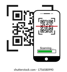 Mobil scan flat icon isolated on white background. QR code reader vector illustration