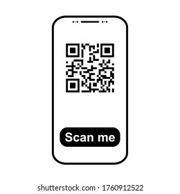 Mobil scan flat icon isolated on white background. QR code reader vector illustration