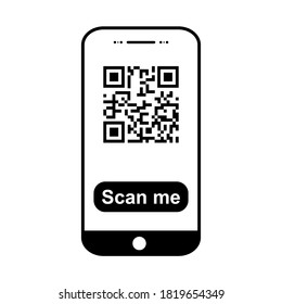Mobil scan flat icon isolated on white background. QR code reader vector illustration