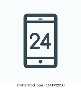 Mobile 24/7 support center icon, mobile phone business communications vector icon