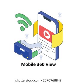 Mobile 360 View isometric Colored illustration. EPS File stock illustration