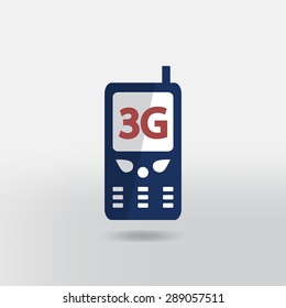 Mobile with 3G sign icon 