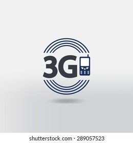 Mobile with 3G sign icon 