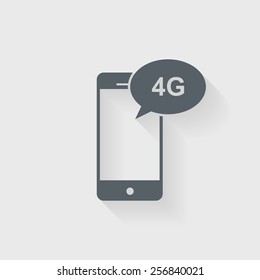 Mobile with 4G sign icon - Vector