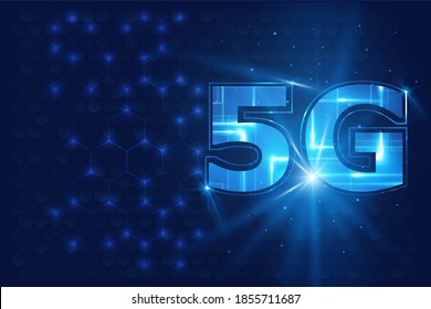 Mobile 5G network technology symbol in futuristic style. Modern technology and innovation.