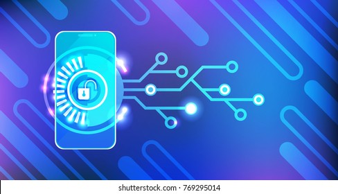 Mobile Access Loading Smartphone Security Concept Identification And Protection App Vector Illustration