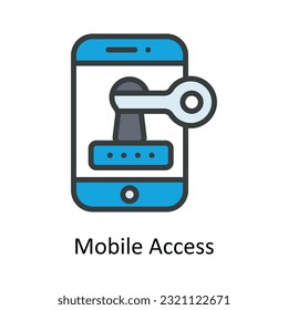 Mobile Access Vector Fill outline Icon Design illustration. Cyber security  Symbol on White background EPS 10 File