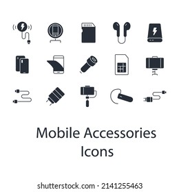 Mobile Accessories icons set . Mobile Accessories pack symbol vector elements for infographic web