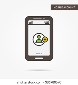 Mobile account access vector linear (line) illustration. User login app technology creative concept. Login security mobile interface (log in, form, window) graphic design.