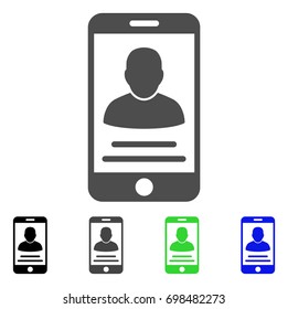 Mobile Account flat vector pictograph. Colored mobile account, gray, black, blue, green icon versions. Flat icon style for graphic design.