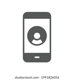 Mobile account glyph icon, create new my profile for profile network. user page in social network template. avatar personal contact pictogram. vector illustration. design on white background. EPS 10