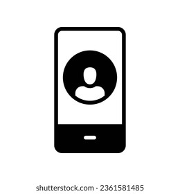 Icono de glifo de cuenta móvil, cree mi perfil nuevo para la red de perfiles. página de usuario en la plantilla de red social. pictograma de contacto personal de avatar. ilustración vectorial. diseño sobre fondo blanco. EPS 10