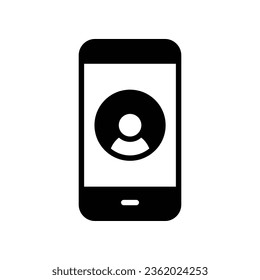 Mobile account glyph icon, create new my profile for profile network. user page in social network template. avatar personal contact pictogram. vector illustration. design on white background. EPS 10