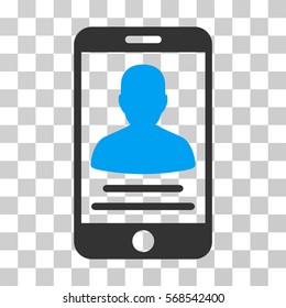 Mobile Account icon. Vector illustration style is flat iconic bicolor symbol, blue and gray colors, transparent background. Designed for web and software interfaces.