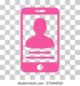 Mobile Account icon. Vector illustration style is flat iconic symbol, pink color, transparent background. Designed for web and software interfaces.