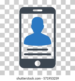 Mobile Account icon. Vector illustration style is flat iconic bicolor symbol, smooth blue colors, transparent background. Designed for web and software interfaces.