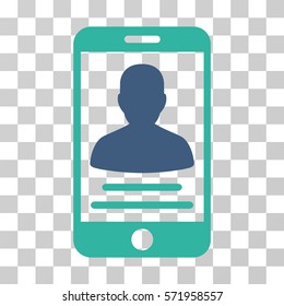 Mobile Account icon. Vector illustration style is flat iconic bicolor symbol, cobalt and cyan colors, transparent background. Designed for web and software interfaces.