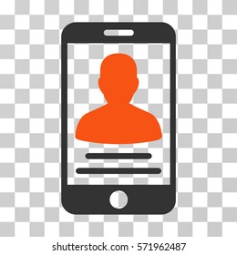 Mobile Account icon. Vector illustration style is flat iconic bicolor symbol, orange and gray colors, transparent background. Designed for web and software interfaces.