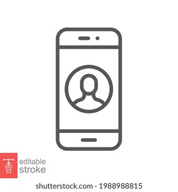 Mobile Account Line Icon, Create New My Profile For Profile Network. User Page In Social Network Template. Avatar Personal Contact Editable Stroke Vector Illustration Design On White Background EPS 10