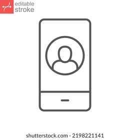 Mobile Account Line Icon, Create New My Profile For Profile Network. User Page In Social Network Template. Avatar Personal Contact Editable Stroke Vector Illustration Design On White Background EPS 10