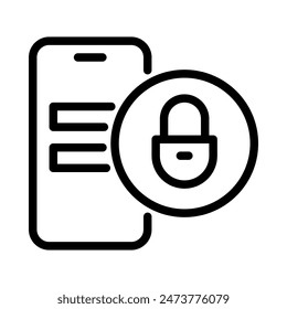 Mobile account with lock on screen. Simple line icon. Isolate on white background. Vector.