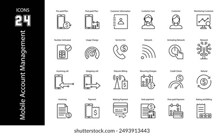 Mobile Account Management Black outlined 