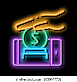 mobile account replenishment neon light sign vector. Glowing bright icon mobile account replenishment sign. transparent symbol illustration