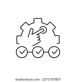  Mobile actions. Sequencing. Vector linear icon isolated on white background.