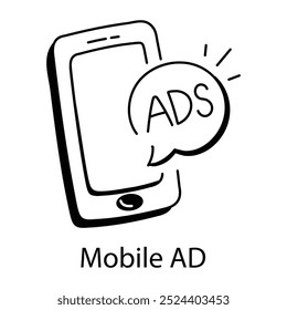 Icono de anuncio móvil en estilo de dibujo 

