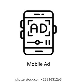 Mobile Ad vector outline Design illustration. Symbol on White background EPS 10 File 
