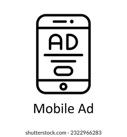 Mobile-Ad-Vektorgrafik   Skizze Design Illustration. Multimedia-Symbol auf weißem Hintergrund - EPS10-Datei