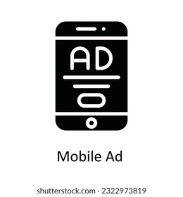 Mobile Ad Vector   solid Icon Design illustration. Multimedia Symbol on White background EPS 10 File