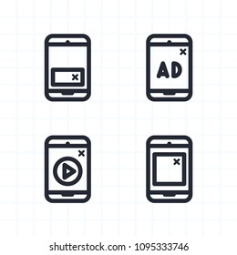 Mobile Ads - Contour Icons. A set of 4 professional, pixel-aligned icons.