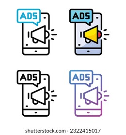 Mobile ads icon design in four variation color