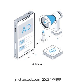 Mobile Ads isometric stock illustration. EPS File stock illustration