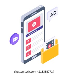 Mobile ads an isometric style icon is visually perfect 

