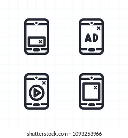 Mobile Ads - String Icons. A set of 4 professional, pixel-aligned icons.