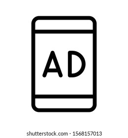 mobile ads vector thin line icon 